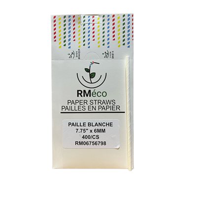 Paille en papier 8'' 6mm diamètre 400 / bte